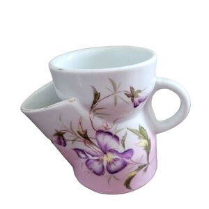 Floral Blossoms Pattern Ceramic Shaving Scuttle Mug Cup